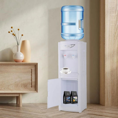 Water Cooler Dispenser 5 Gallon, Water Dispenser Hot & Cold Top-Loading Water Cooler for 5 Gallon Bottle with Child Safety Lock Removable Drip Tray & Storage Cabinet for Home Office
