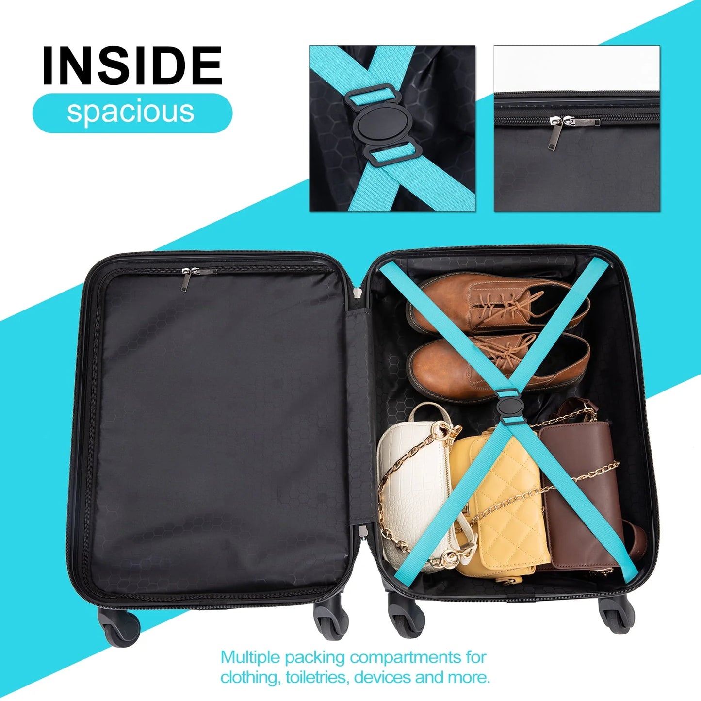 Travelhouse Underseat Hardshell Carry On Luggage 20" Lightweight Hardside Suitcase With Silent Spinner Wheels.(Light Blue)