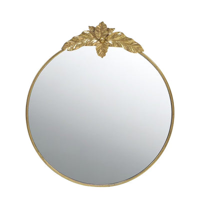 A& B Home Arched Gold Wall Mirror with Leaf Accent 39.6" x 2" x 35"