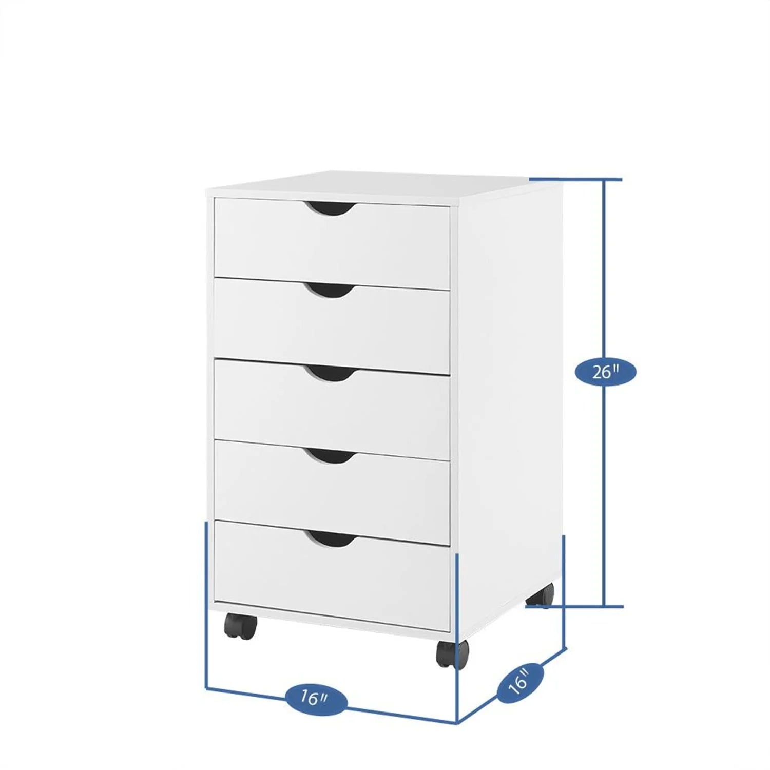 Naomi Home 5 Drawer Office Storage File Cabinet, Under desk storage file cabinets for Home Office, Office Organization Filing Cabinet with Wheels, Printer stand with storage, 180 lbs Capacity – White