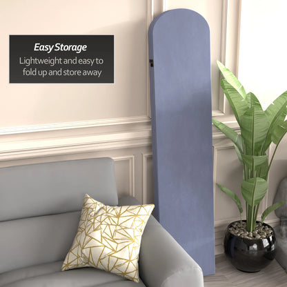 6 ft. Classic Arch Velvet Room Divider Lilac 3 Panel