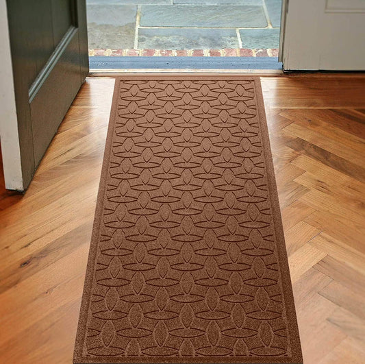Bungalow Flooring Waterhog Runner Door Mat, 2' x 5' Made in USA, Durable and Decorative Floor Covering, Skid Resistant, Indoor/Outdoor, Water-Trapping, Ellipse Collection, Dark Brown