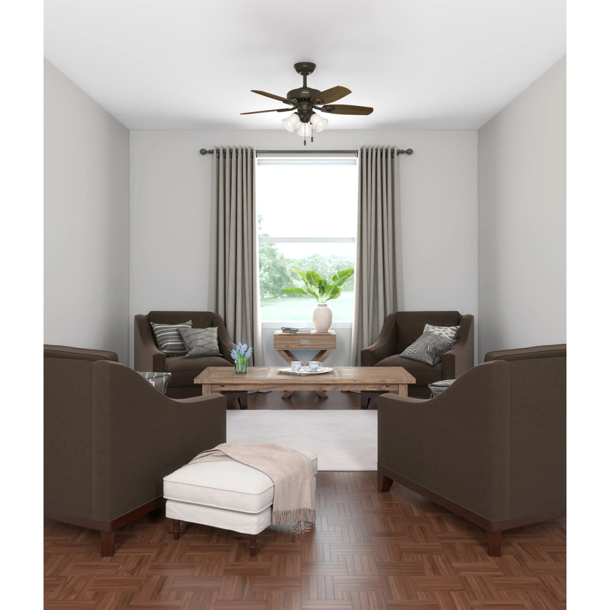 Hunter - Builder Indoor Ceiling Fan With Light, 42-inch, Snow White, Traditional-style, 3-speed WhisperWind Motor, 52105, for living rooms, bedrooms, home offices, kitchens