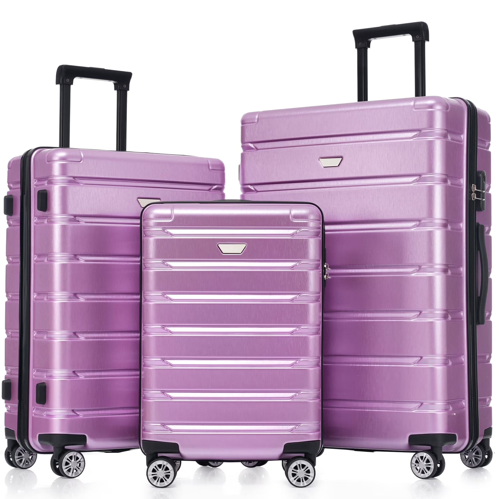 EUROCO 3 Piece Luggage Sets, ABS+PC Hardshell Suitcase with Spinner Wheels,Lightweight Durable Travel Suitcase Set for Men Women,Fog Gray