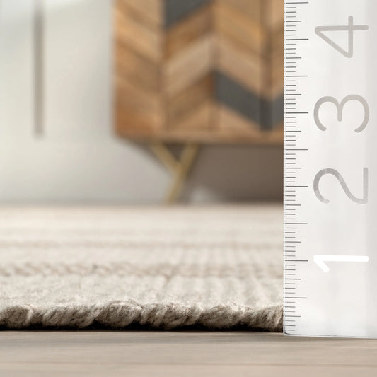 Rugs USA Hawthorn Striped Wool Area Rug, 4' x 6', Hawthorn Ivory