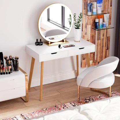 Homfa White Desk with Drawers, Study Work Desk Table for Home Office Writing