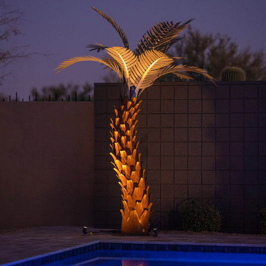 10’ Sunset Palm Tree Sculpture by Desert Steel