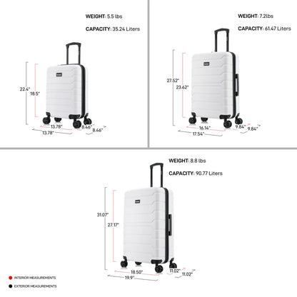 InUSA Trend 3-Piece Hardside Luggage Sets with Spinner Wheels, Handle, Trolley, (20"/24"/28"), Sand