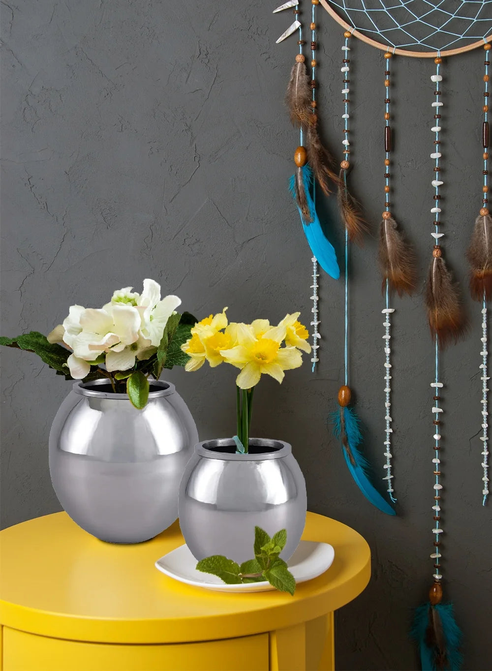 Stainless Steel Globe Shape Vase, Pack 8