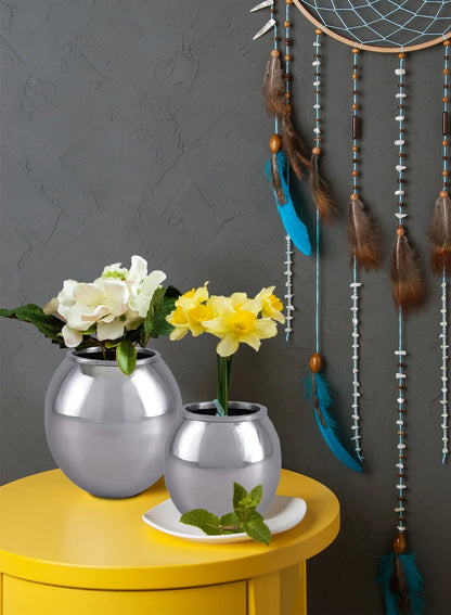 Stainless Steel Globe Shape Vase, Pack 8
