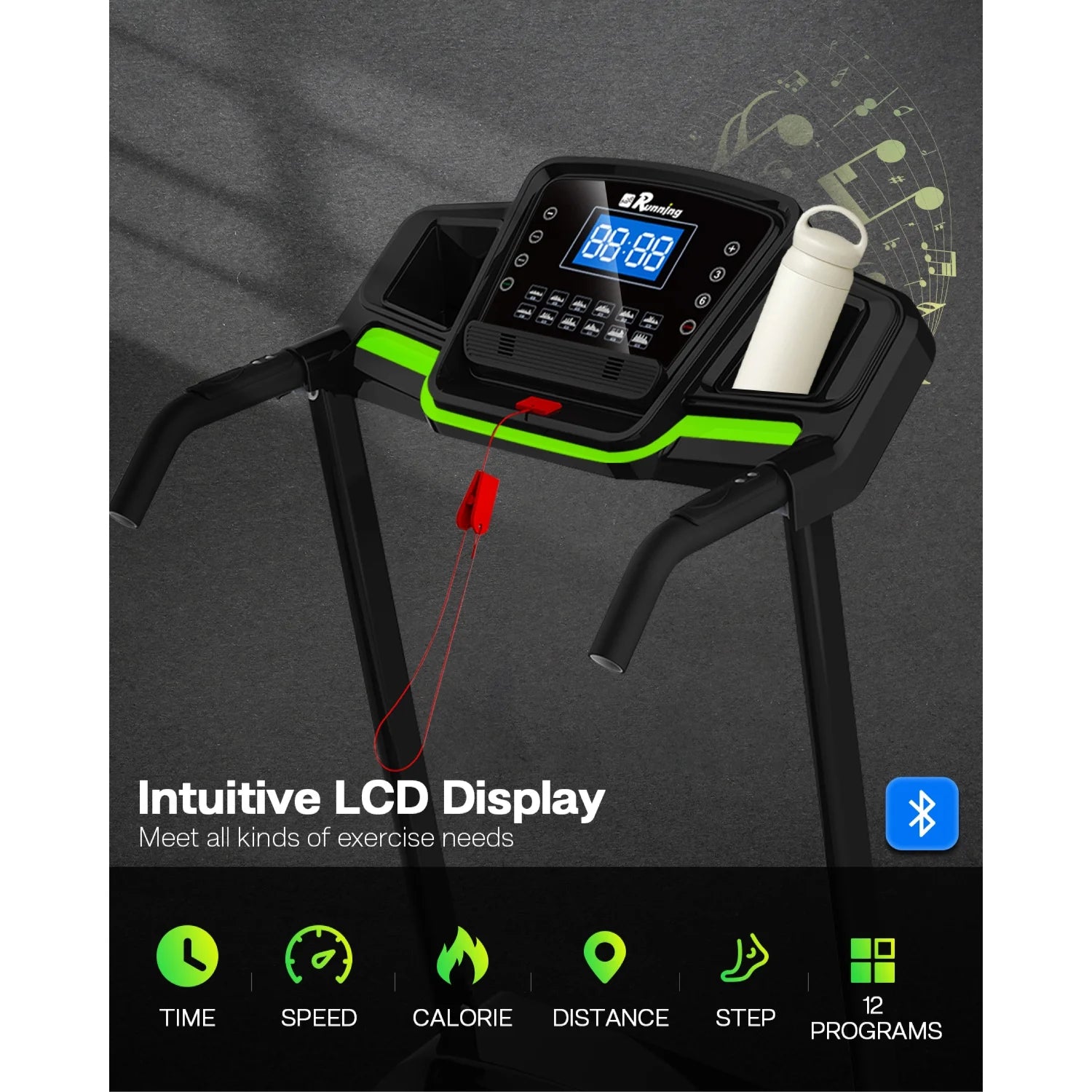 3.5HP 330 LBS Weight Foldable Electric Running Walking Machine with Bluetooth/APP for Home, Fitness Jogging Exercise, Easy Installation and Space Saver for Home Office Gym