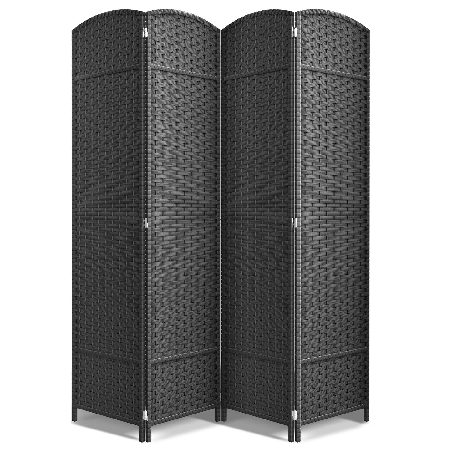 Sorbus 4 Panel Room Divider Tall Privacy Partition Screen Extra Wide Double Hinged Mesh Hand-Woven Folding Wall Divider - 6ft
