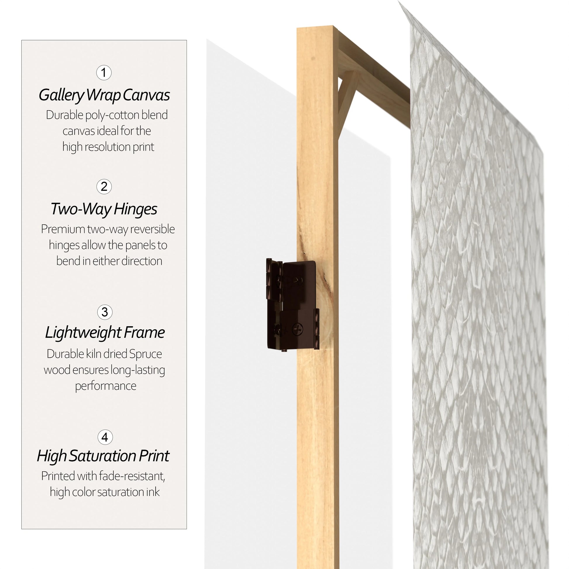 Oriental Furniture 6 ft. Tall White Snake Print Canvas Room Divider - 3 Panel