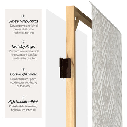 Oriental Furniture 6 ft. Tall White Snake Print Canvas Room Divider - 3 Panel