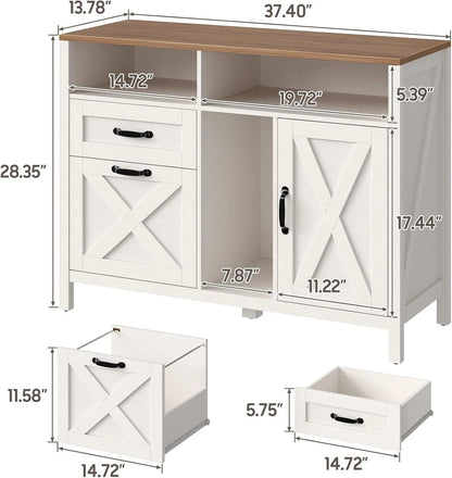 Vabches 2 Drawer Lateral File Cabinet,Mobile Wood office Cabinet for Home Office,Printer Stand with Open Storage Shelves.