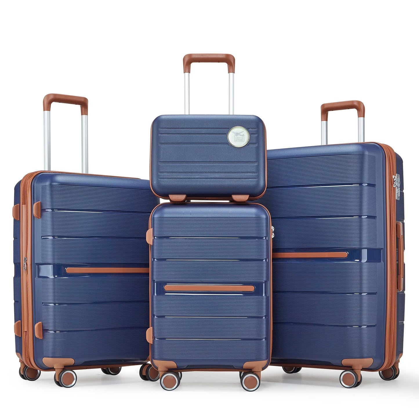 4 Piece Luggage Set, Expandable Lightweight Suitcase Set, PP Materials Travel Luggage with TSA Lock Spinner Wheels, White (14/20/24/28)