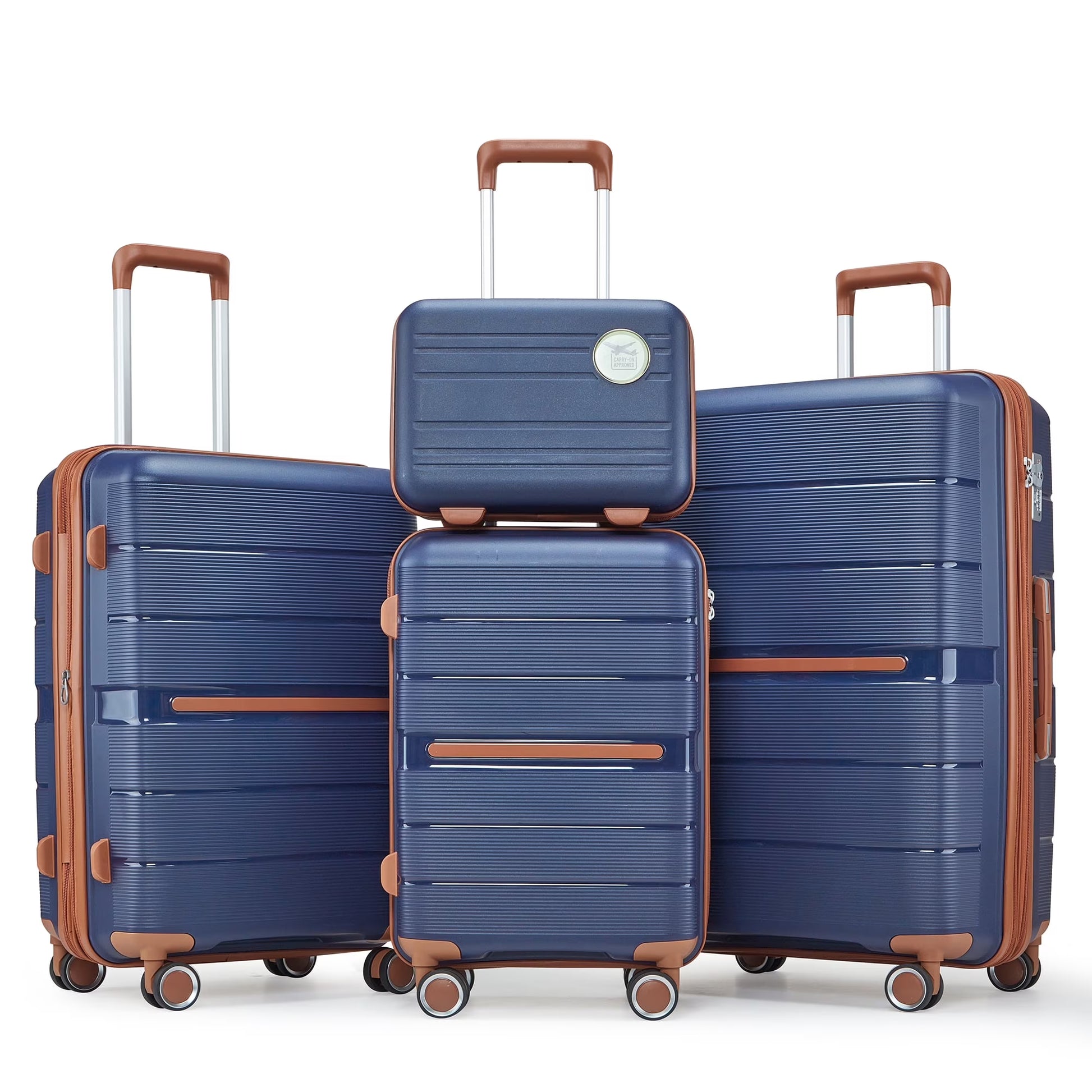 4 Piece Luggage Set, Expandable Lightweight Suitcase Set, PP Materials Travel Luggage with TSA Lock Spinner Wheels, White (14/20/24/28)