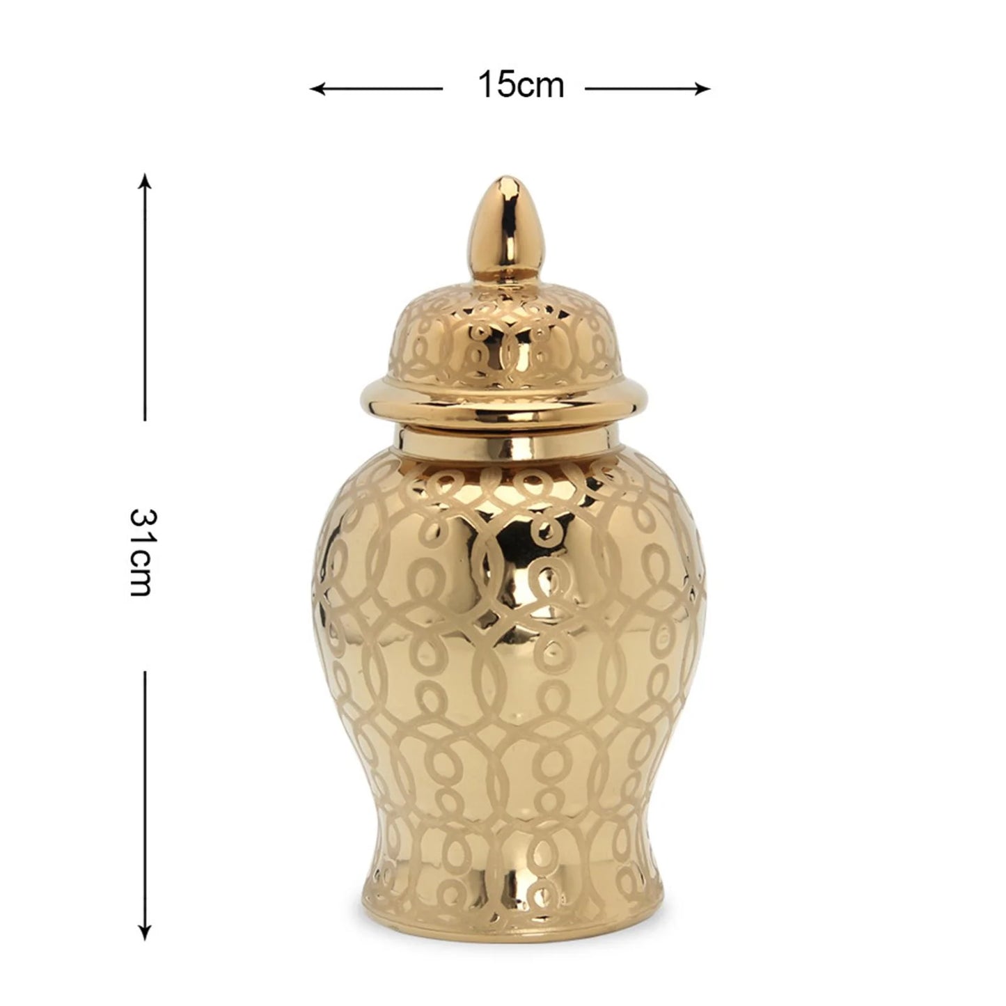 Light Ginger Jar With Lid Storage Jar Centerpiece Home Decor Floral Arrangement Vase Containers Handicraft 31x15CM
