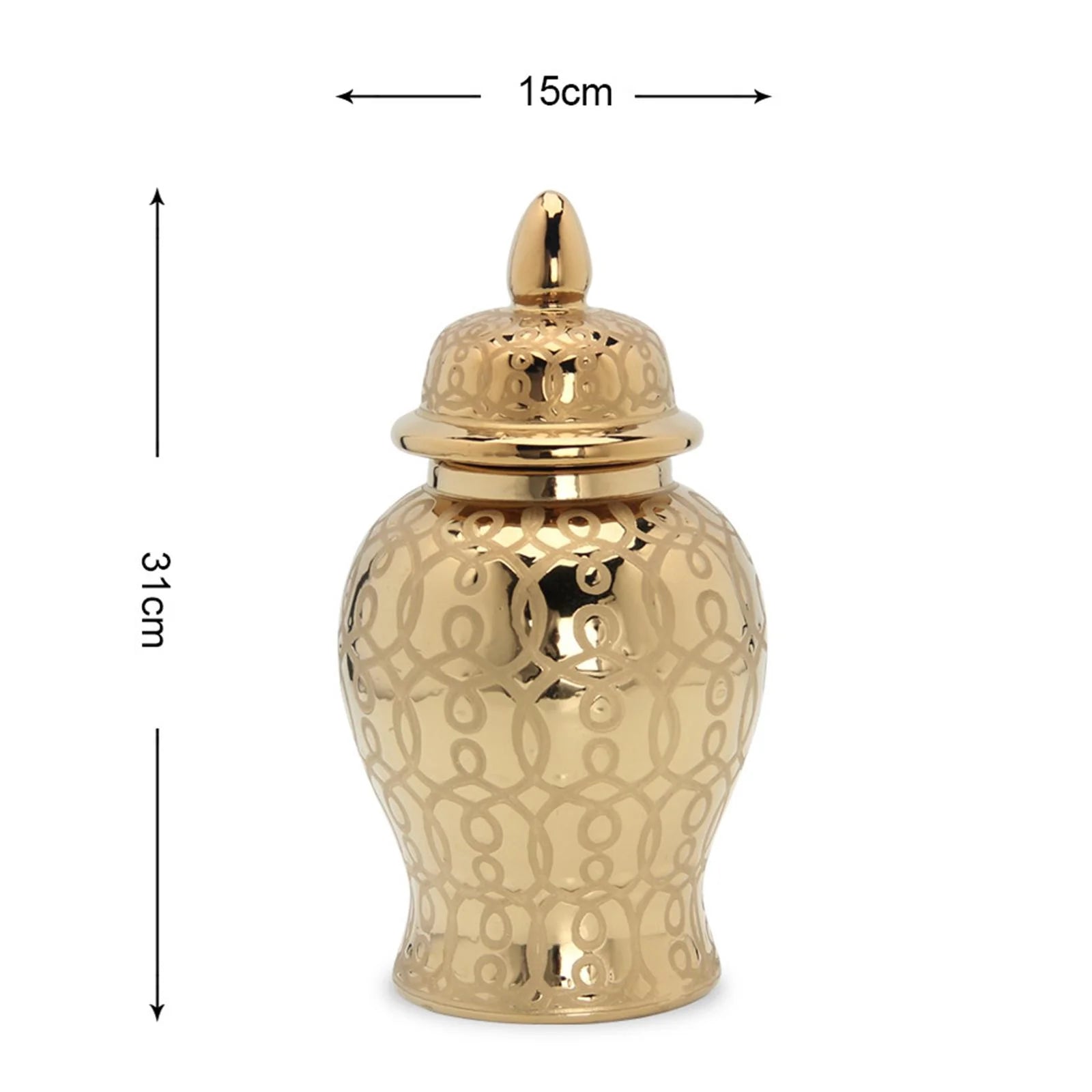 Light Ginger Jar With Lid Storage Jar Centerpiece Home Decor Floral Arrangement Vase Containers Handicraft 31x15CM