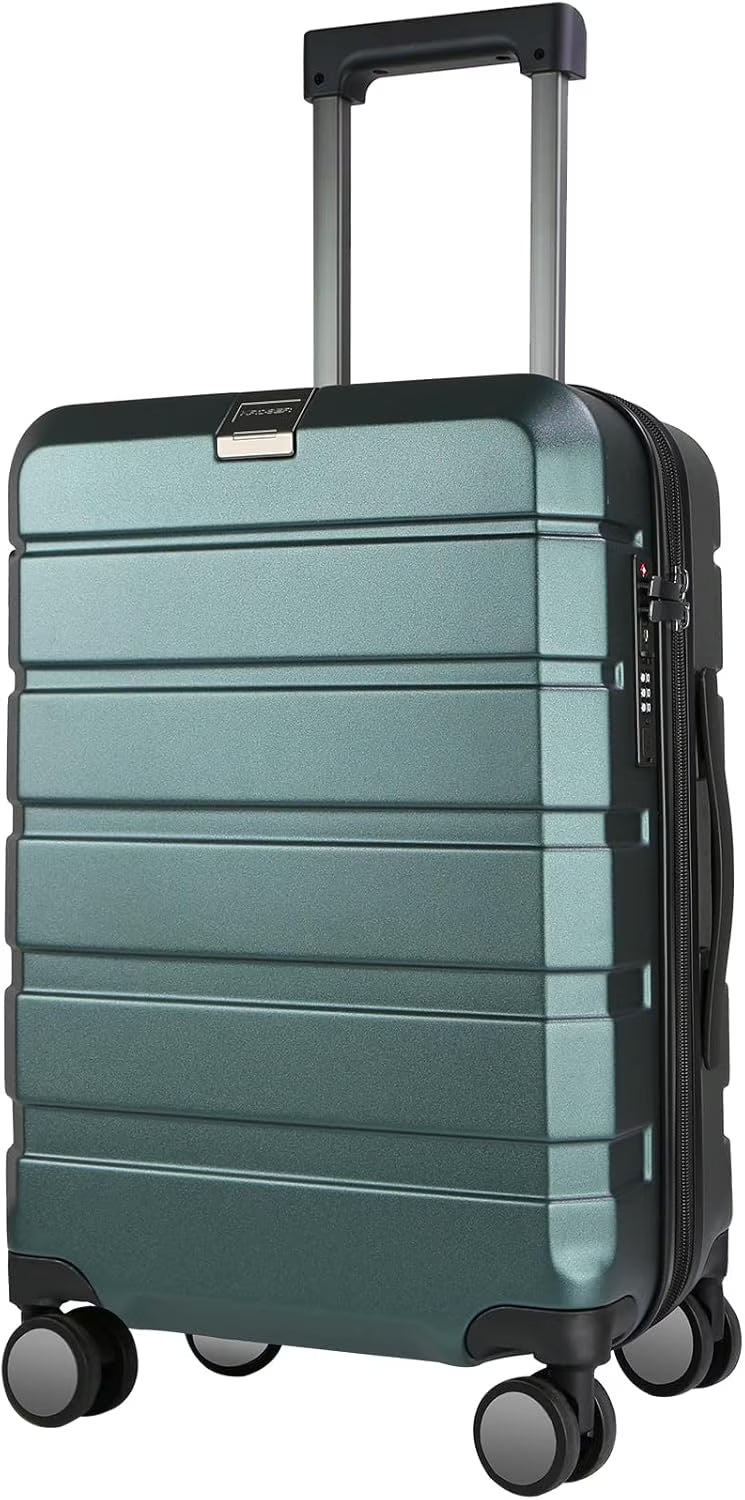 KROSER Carry On Luggage 20" Hardside Expandable with Spinner Wheels & Built-in TSA Lock, Durable Suitcase Rolling Luggage with USB Port, White