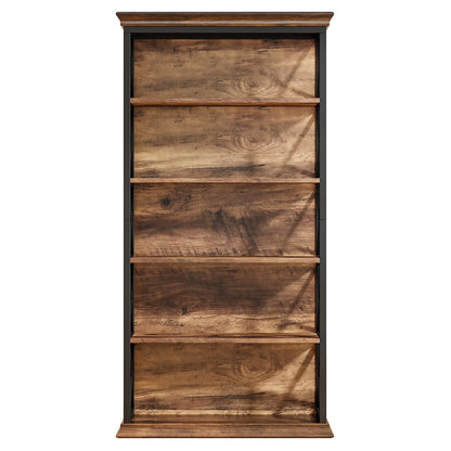 Fnova 71" 5-Tier Tall Bookshelf, Industrial Wood Bookcase with Metal Frame, Floor Standing Display Storage Shelves for Home Office, Living Room, Bedroom