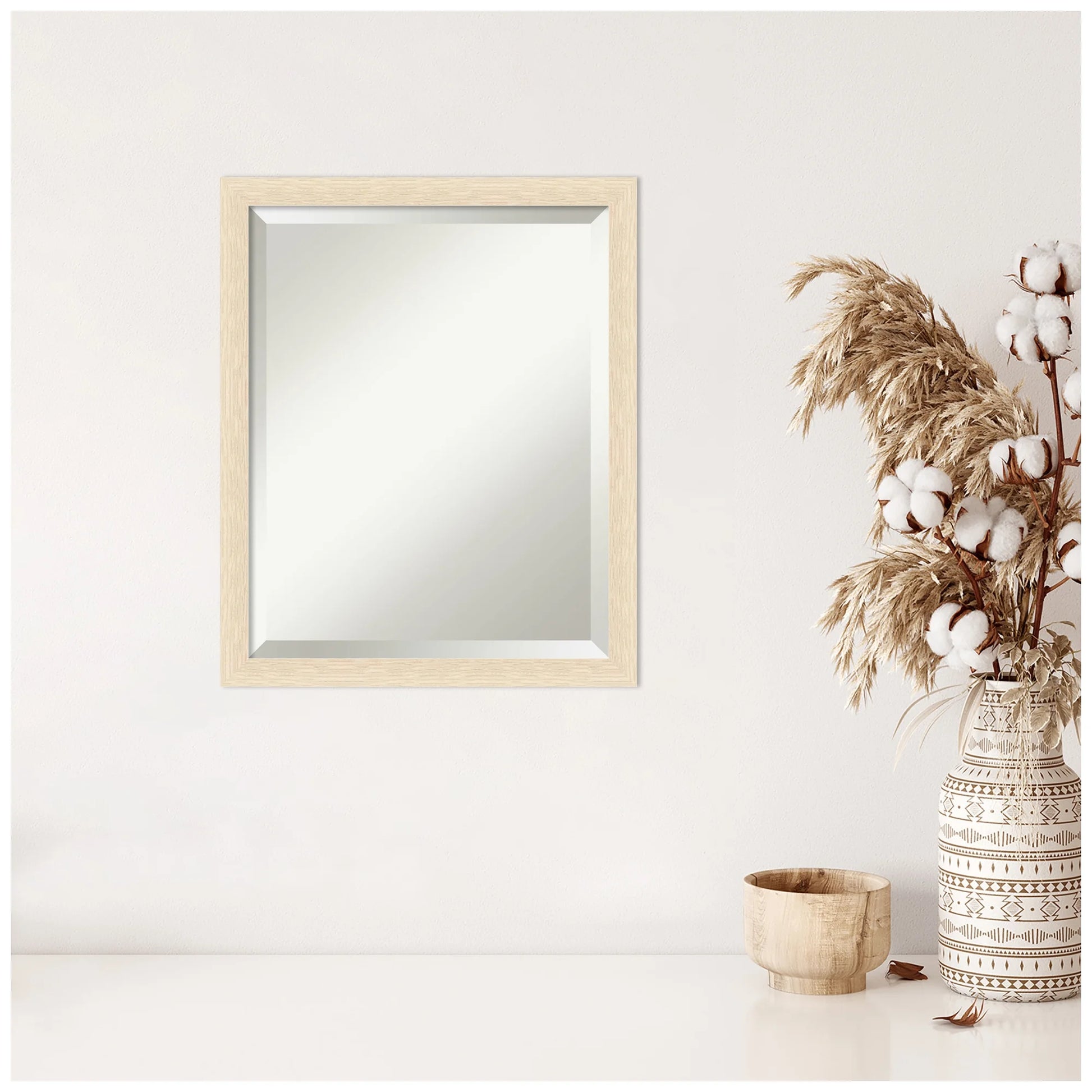 Amanti Art Woodgrain Stripe Beveled Wood Wall Mirror 22 x 18 in.