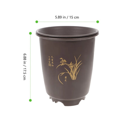 2 Sets Orchid Pot Plastic Imitation Porcelain Flowerpot Planter with Trays