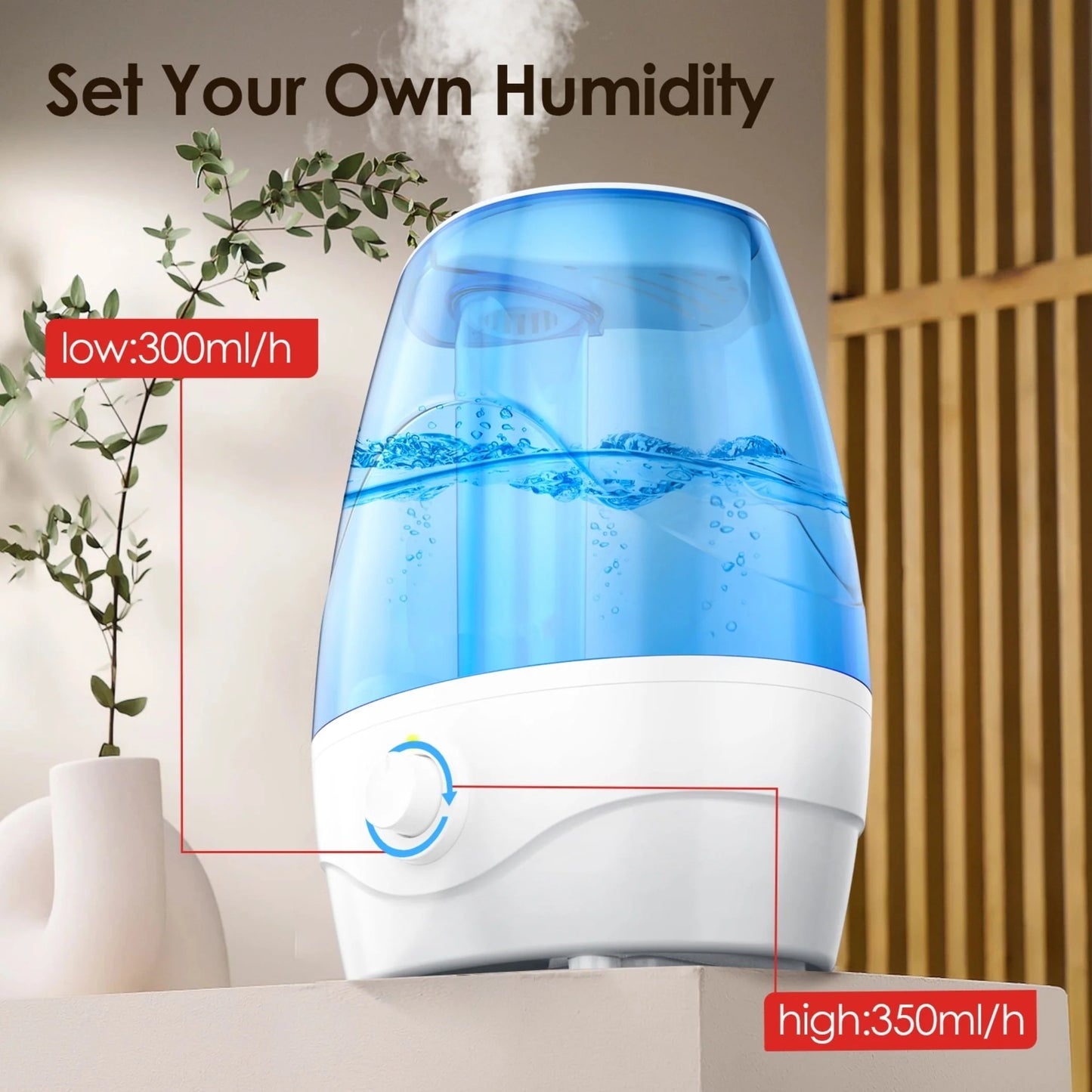 Humidifiers for Bedroom Mideum Room Home, 3.2L Cool Mist Top Fill Ultrasonic Humidifier for Baby and Plants, with Aroma Pad , Auto Shut-off, White
