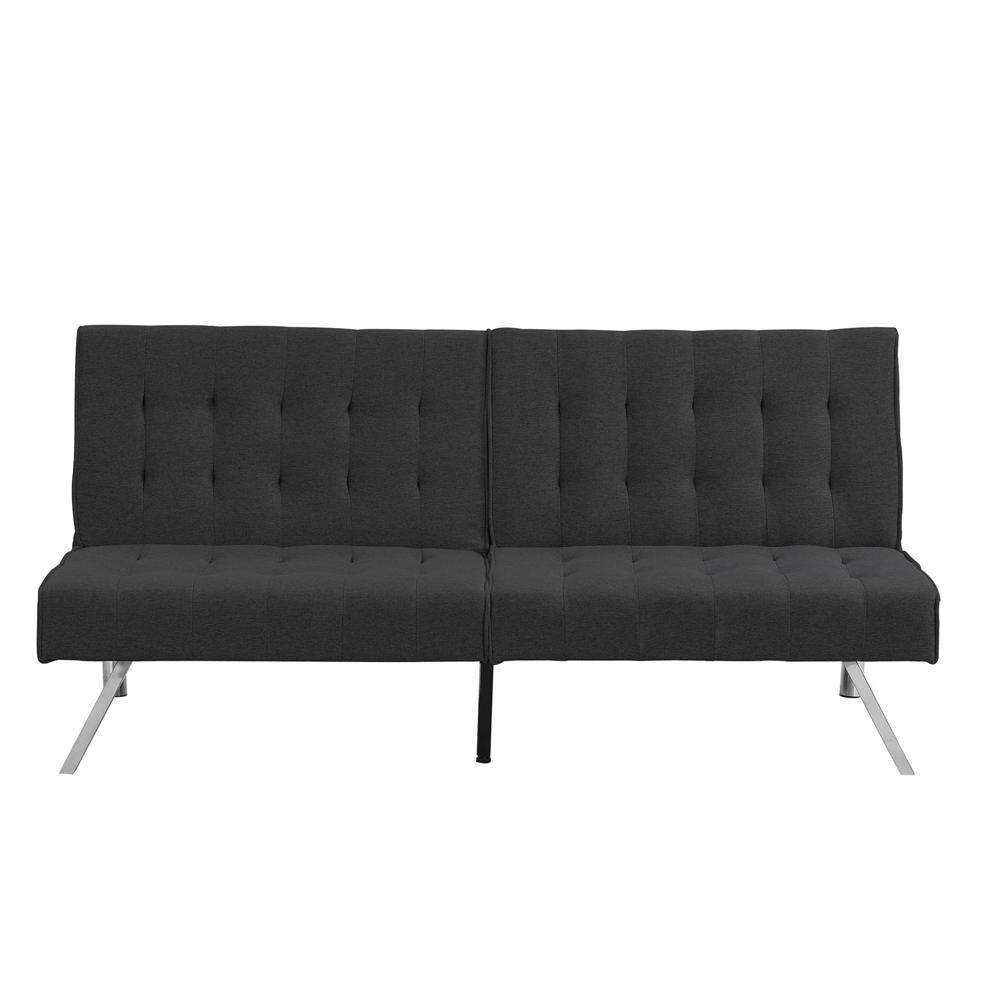 Aukfa Linen Futon Convertible Sofa for Home Office, Split Back, Space Save, Black