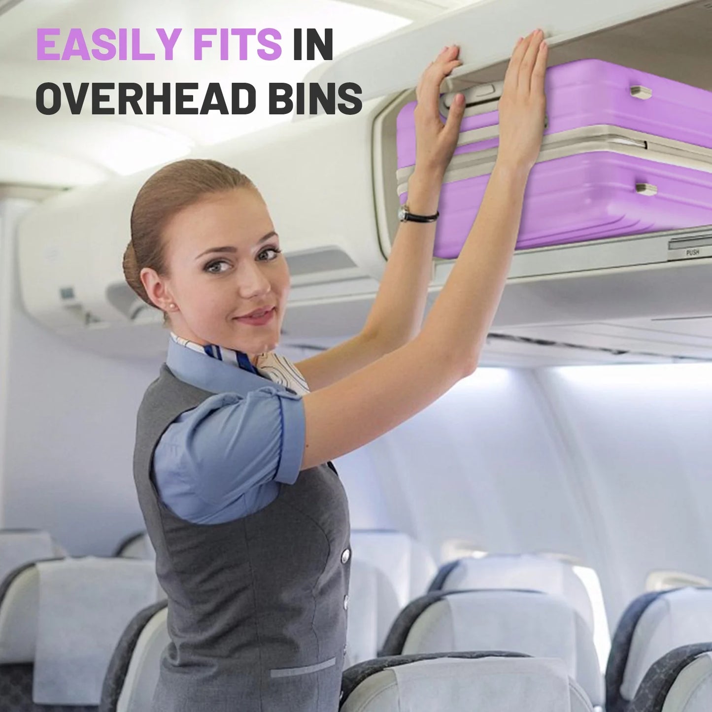 Zimtown 3 Piece Luggage Set, Carry on Suitcase Sets Hardside Lightweight Spinner with TSA Lock, Purple