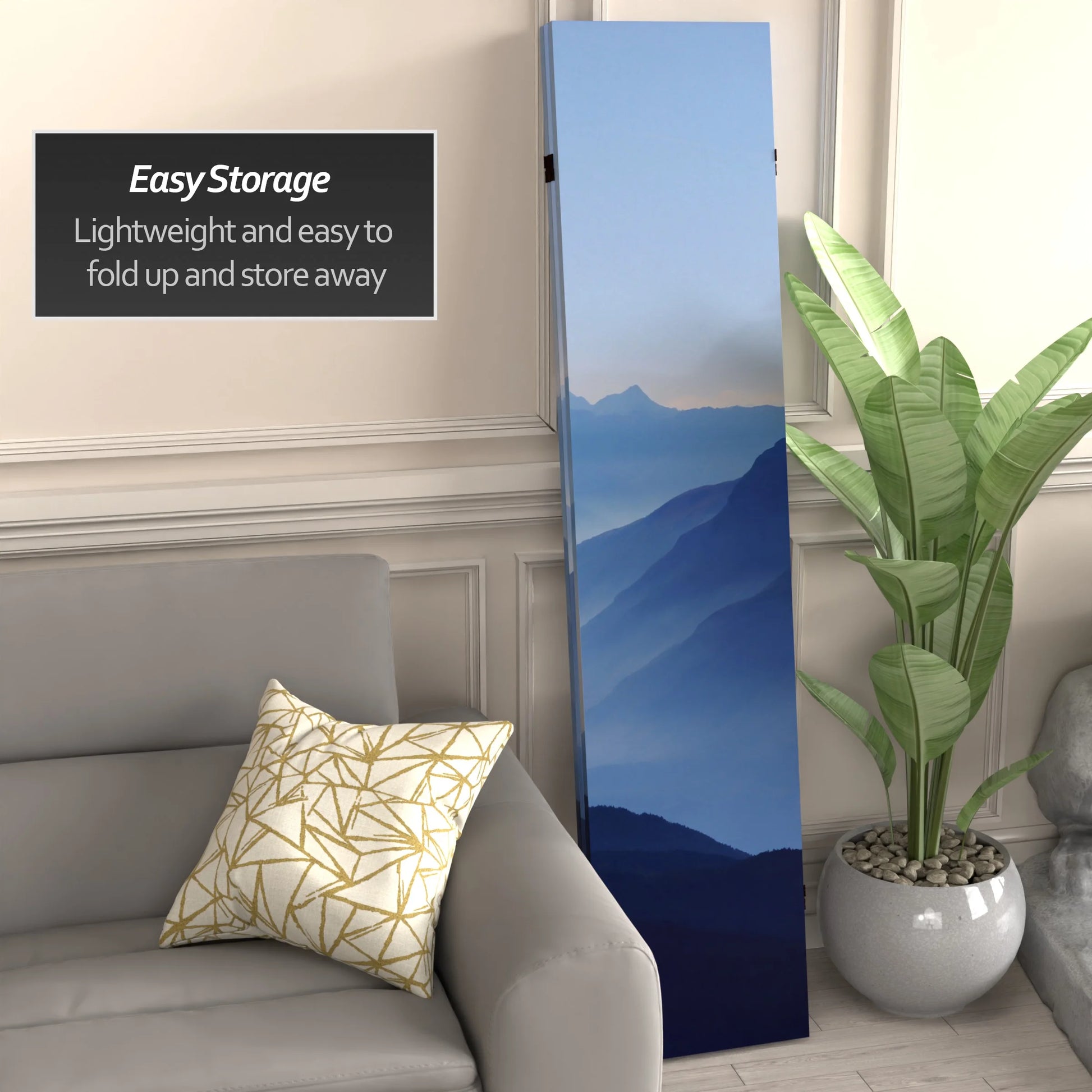 Oriental Furniture 6 ft. Tall Misty Mountain Canvas Room Divider - 3 Panel