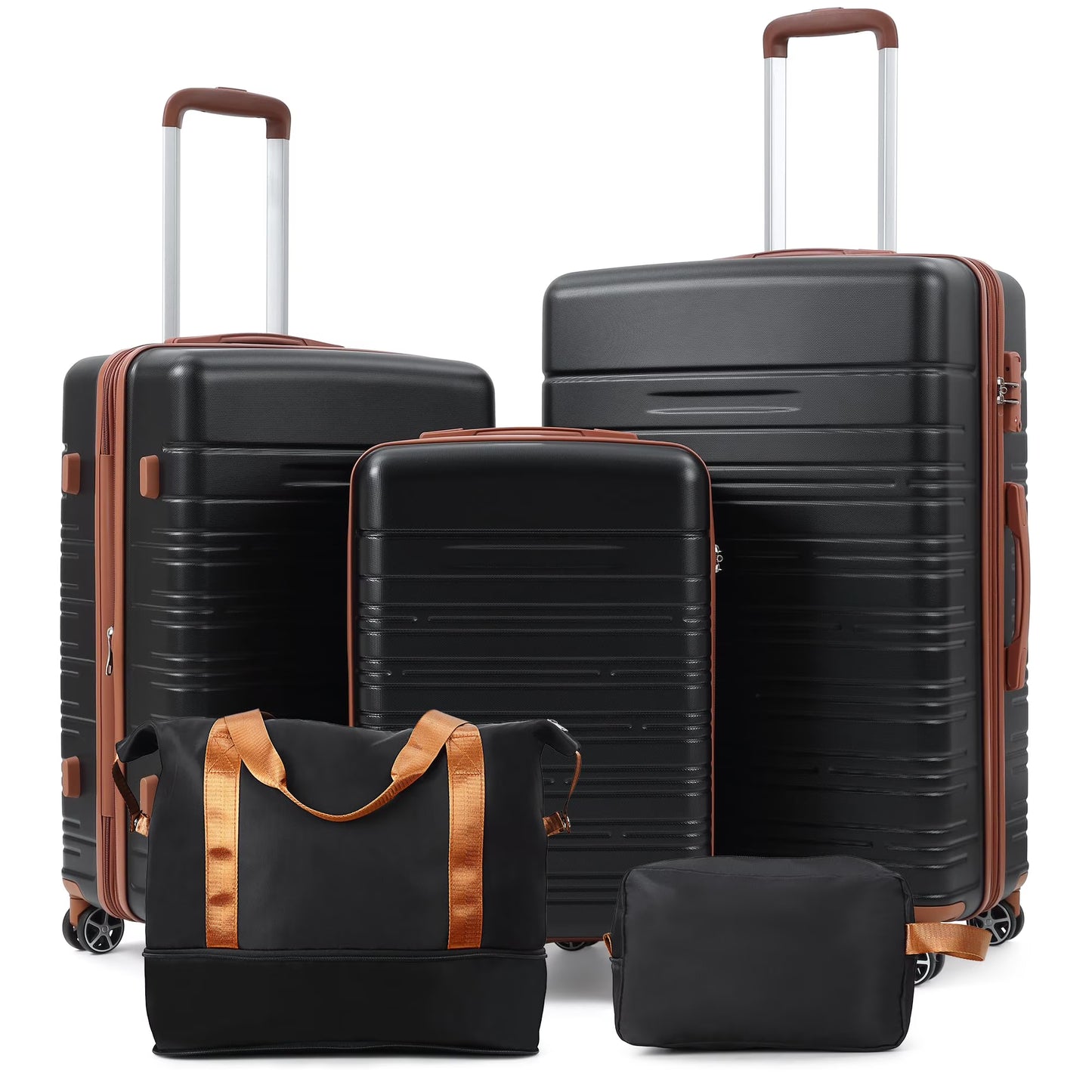Danolapsi Luggage Sets 5 Piece Suitcases with Spinner Wheels,Womens Luggage Sets Carry on Bag Set,Hardside Carry On Suitcase Sets with Tsa Locks Duffel Bag,Travel Luggage