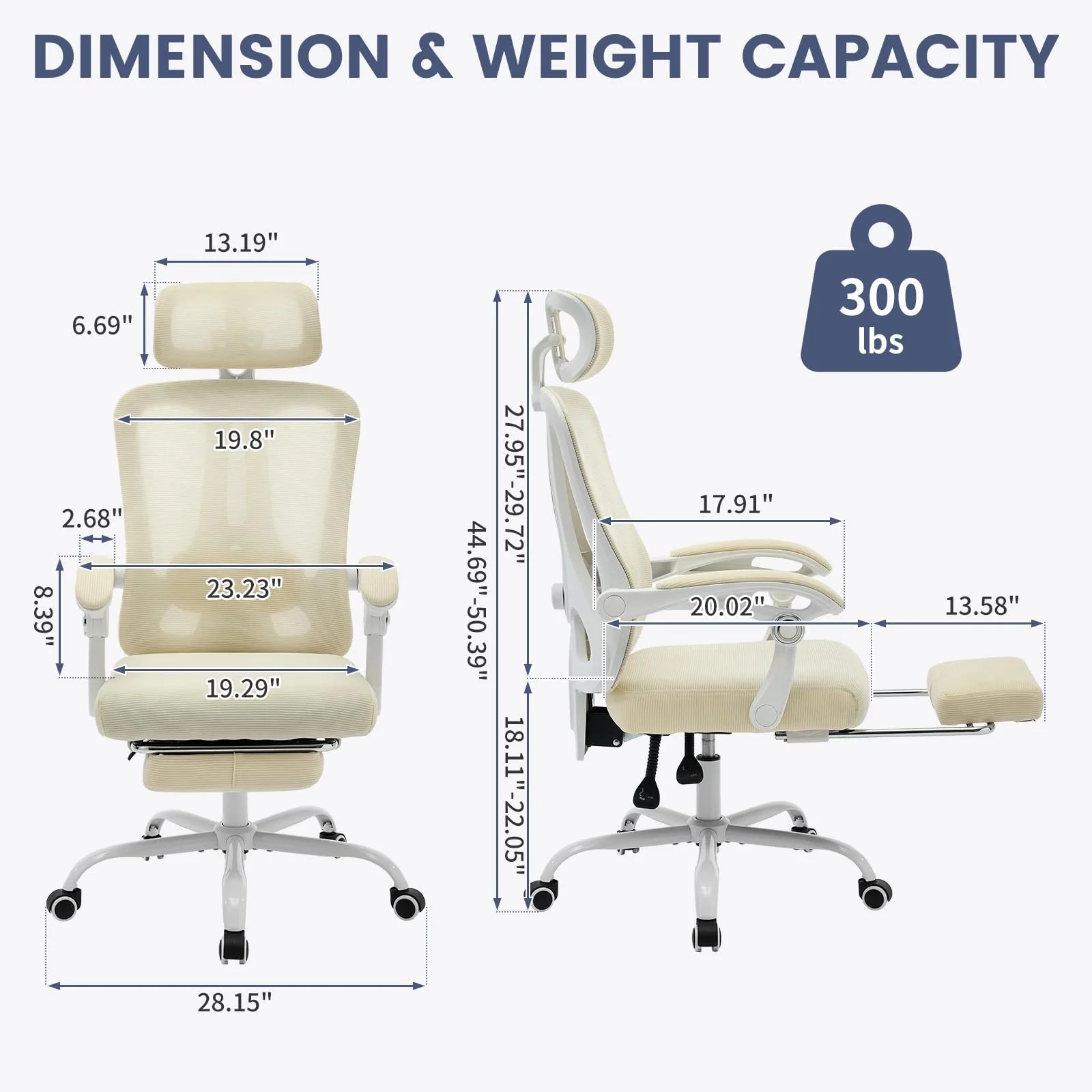 Ergonomic Office Chair,Swivel Task Chair with Adjustable Lumbar Support,Home Office Chair with Footrest,Mesh High Back Gaming Chair