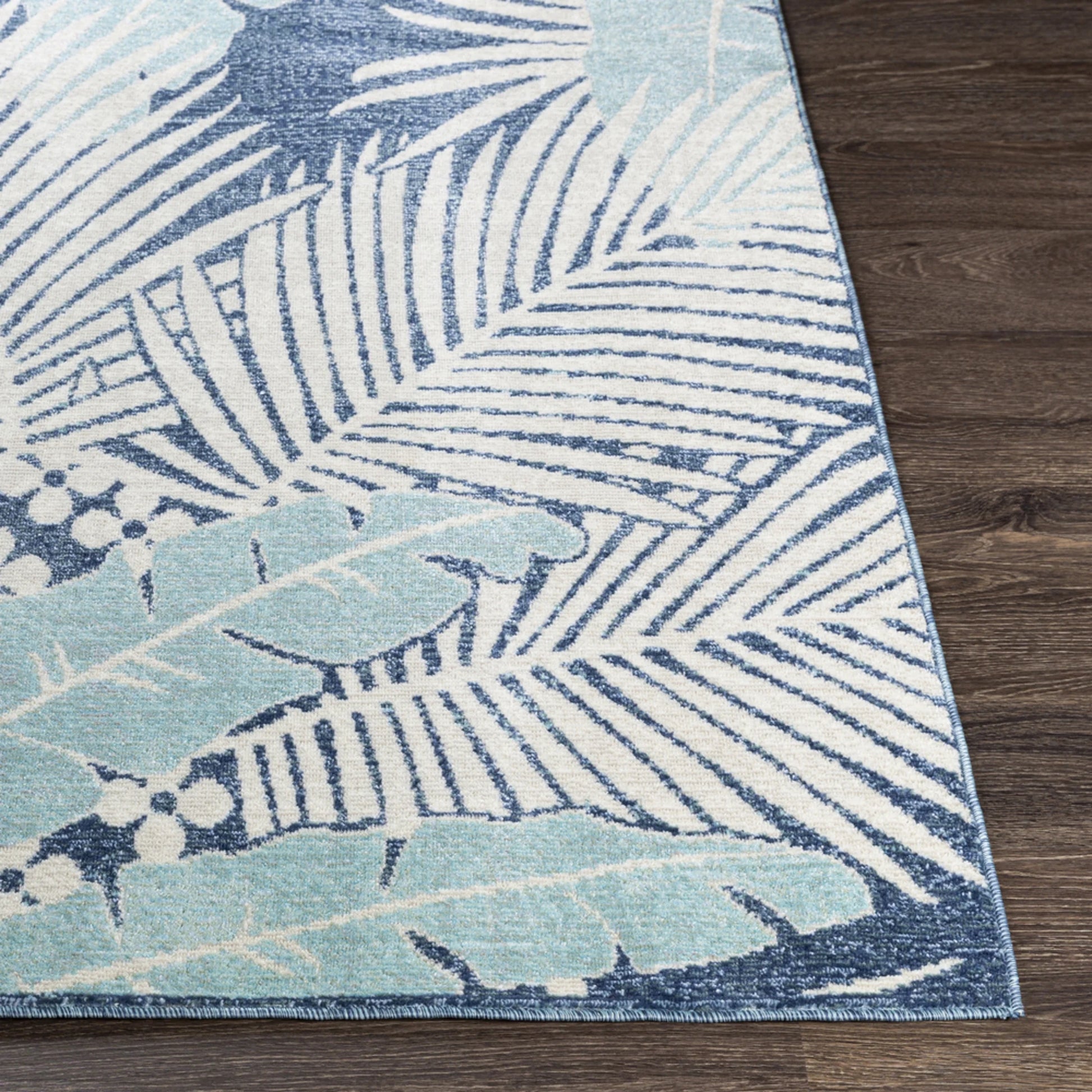 Livabliss Bodrum Coastal Indoor/Outdoor Area Rug,5'3" x 7'3",Blue