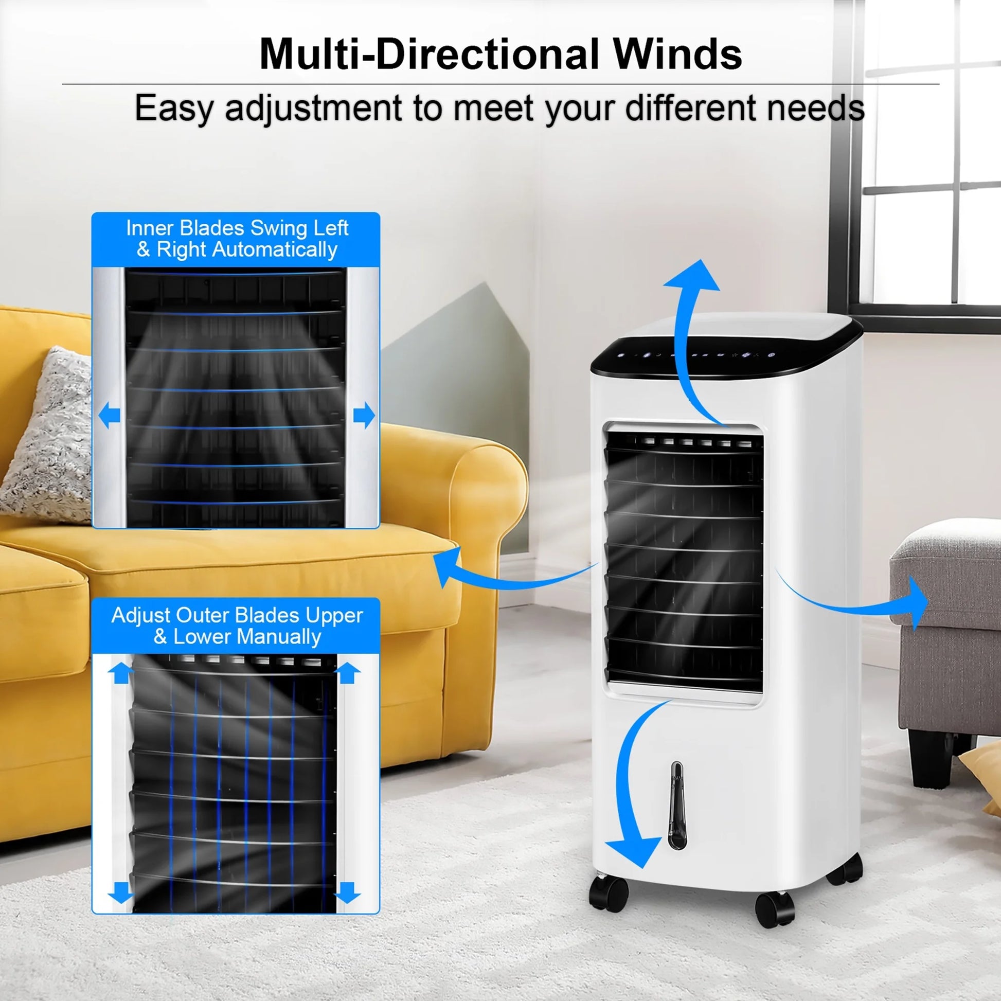 Gymax Home Office 3-in-1 Evaporative Air Cooler Fan with Remote Control 7.5 H Timer