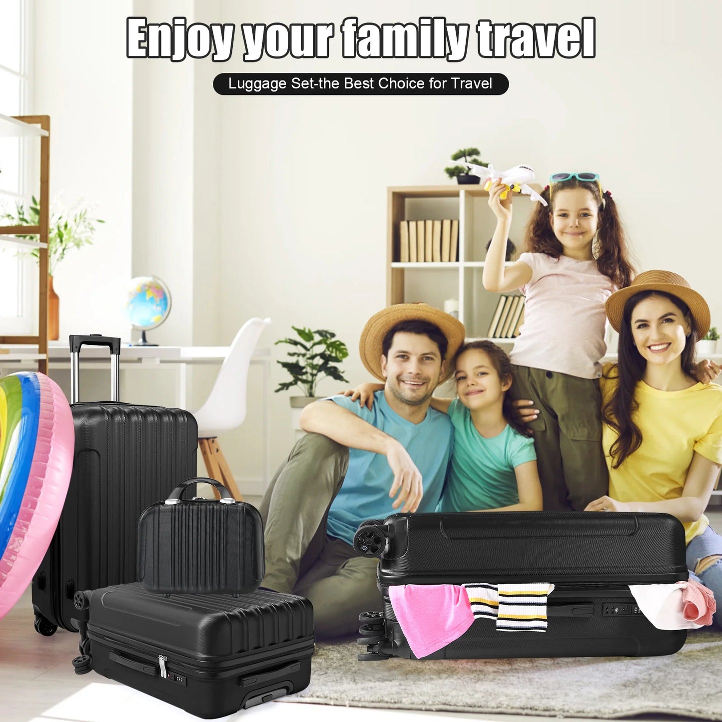 SUGIFT 4-Piece Lightweight Hardshell Spinner Luggage Set with TSA Locks