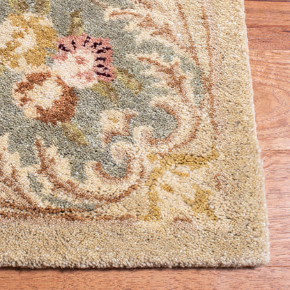 SAFAVIEH Bergama Drummond Oriental Wool Area Rug, Ivory/Light Blue, 6' x 6' Round