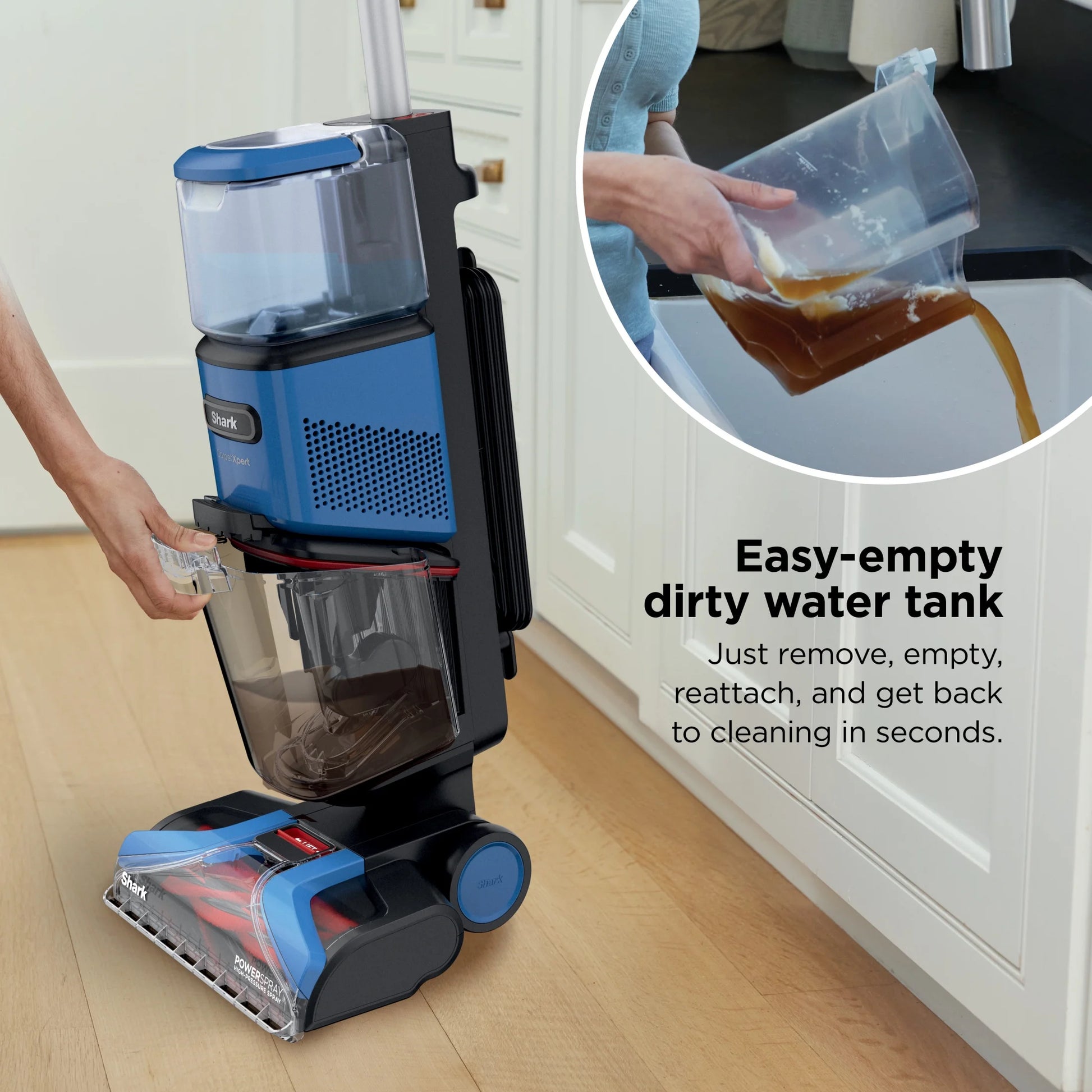 Shark CarpetXpert Upright Carpet & Area Rug Cleaner, Perfect for Pets, Lightweight & Powerful, Dirt, Grime, & Odor Removal, Carpet Shampooer, Cleaning Solution, Blue, EX121BRN