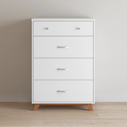 Child Craft Soho 42" Interlocking 4-Drawer Chest for Nursery or Bedroom, Tip-Resistant, Modern Style, White/Natural