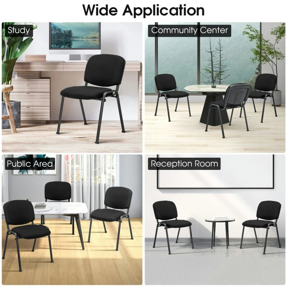 Topcobe Set of 2 Office Chair with Metal Frame and Padded Cushions for Conference Room, Home Office Chair, Office Furniture Chairs, Black