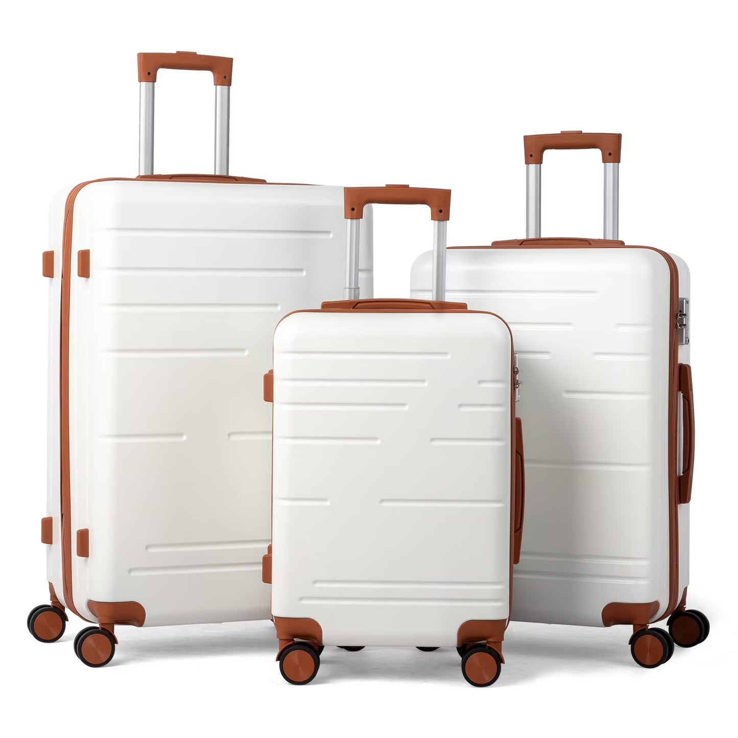 Zimtown Luggage 3 Piece Set Suitcase ABS Hardside Lightweight with TSA Lock Spinner Wheels, Beige