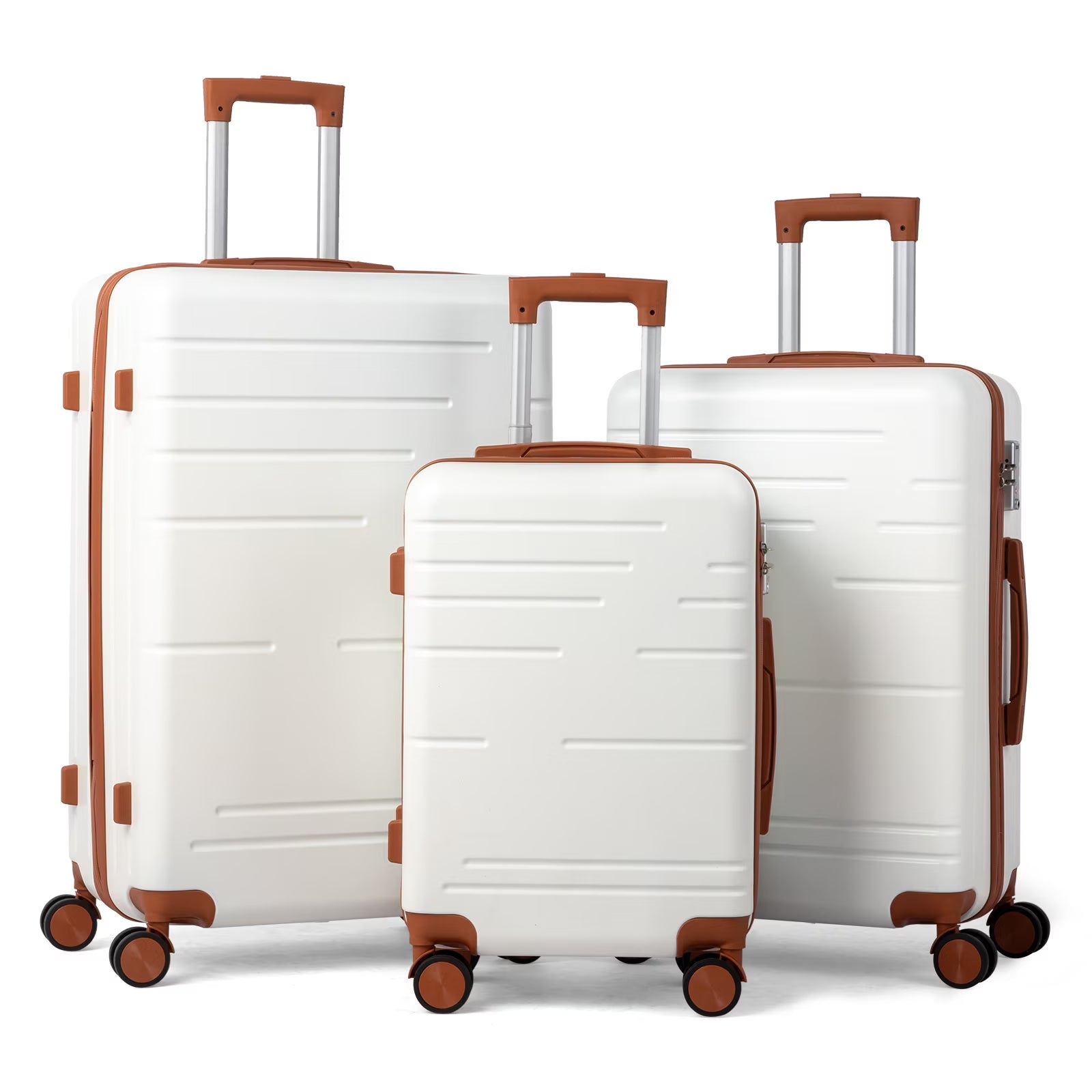Zimtown Luggage 3 Piece Set Suitcase ABS Hardside Lightweight with TSA Lock Spinner Wheels, Beige