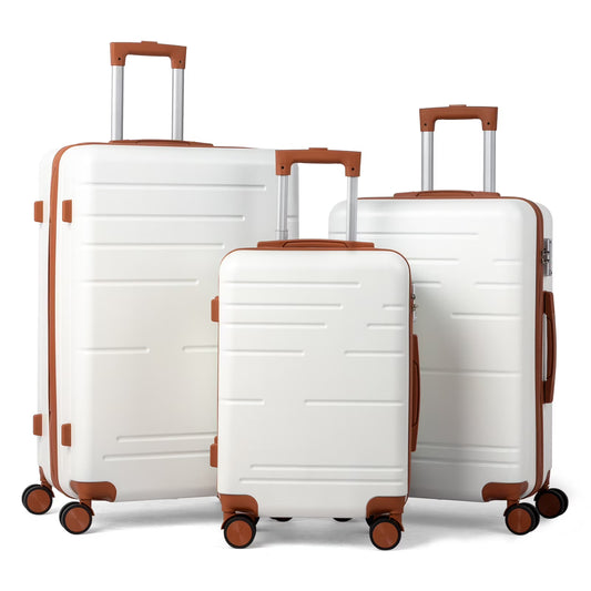 Zimtown Luggage 3 Piece Set Suitcase ABS Hardside Lightweight with TSA Lock Spinner Wheels, Beige