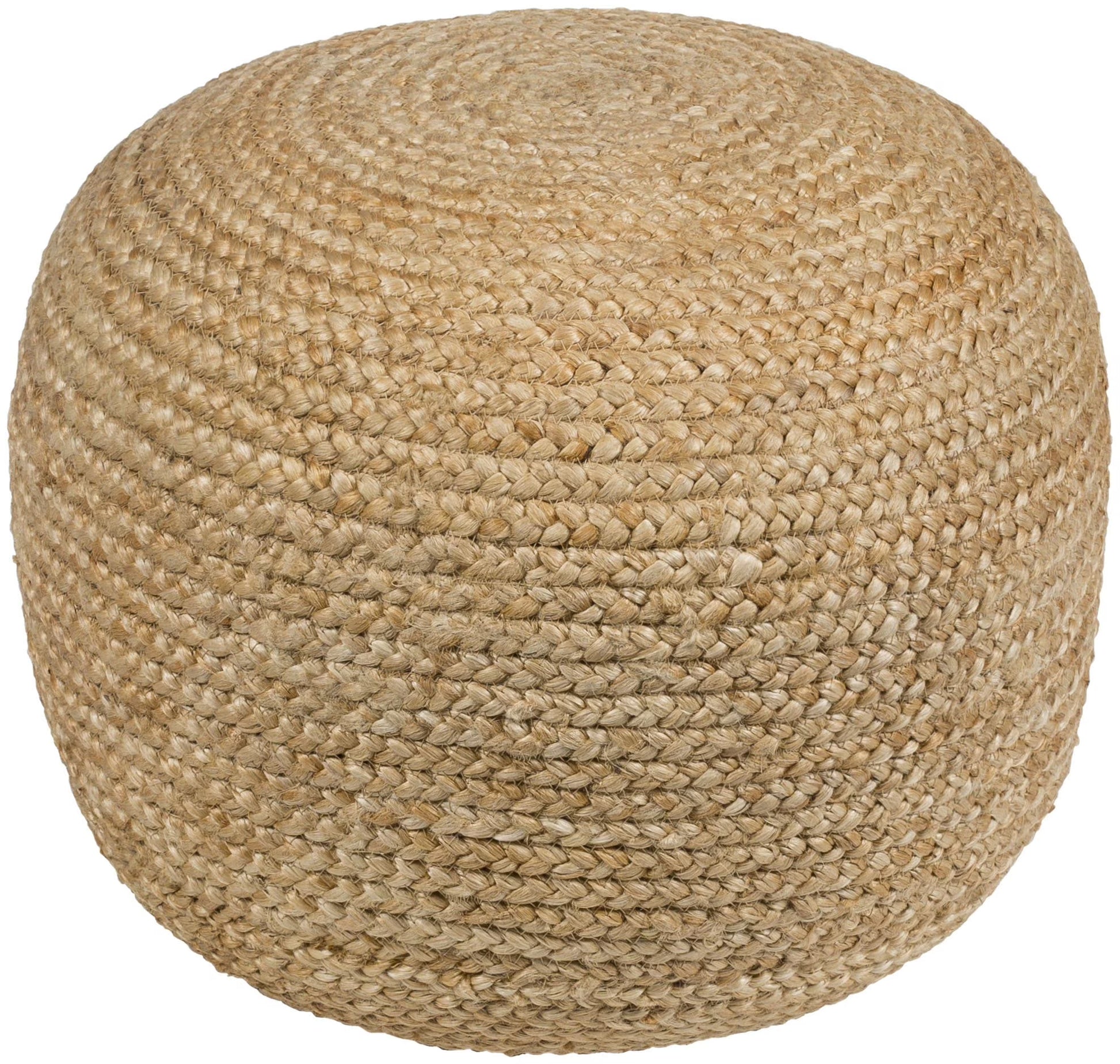 Mark& Day Pouf Ottoman - Hardegg Natural Fiber Medium Gray Round Foot Rest 16x20x20