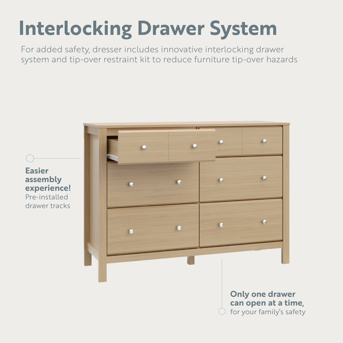 Storkcraft Horizon 6 Drawer Nursery Double Dresser, Driftwood