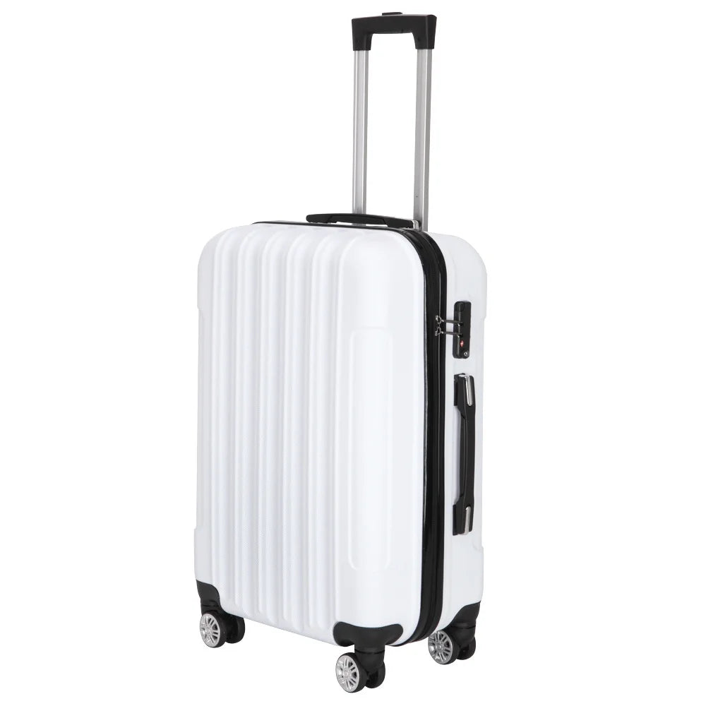 Tcbosik Multifunctional Luggage Set with Spinner Wheels, Large Capacity Travel Rolling Suitcases, ABS Carry-on Luggage, 20"/24"/28" (White, 3 Piece Set)