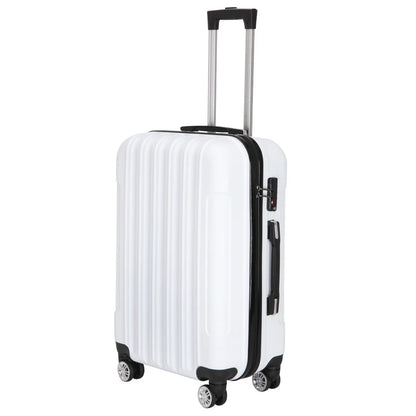 Tcbosik Multifunctional Luggage Set with Spinner Wheels, Large Capacity Travel Rolling Suitcases, ABS Carry-on Luggage, 20"/24"/28" (White, 3 Piece Set)