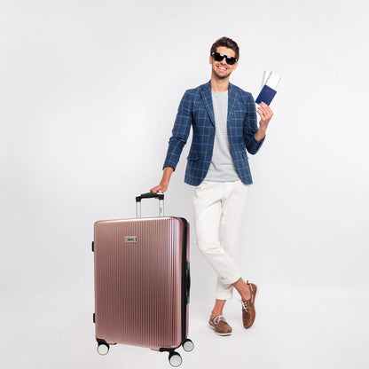 World Traveler Dejuno Monarch 26-Inch Polycarbonate Spinner Luggage - Rose Gold