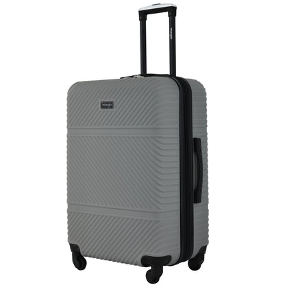 Wrangler 4 Piece Expandable Hardside Spinner Luggage Set with Packing Cubes, Sharkskin Grey