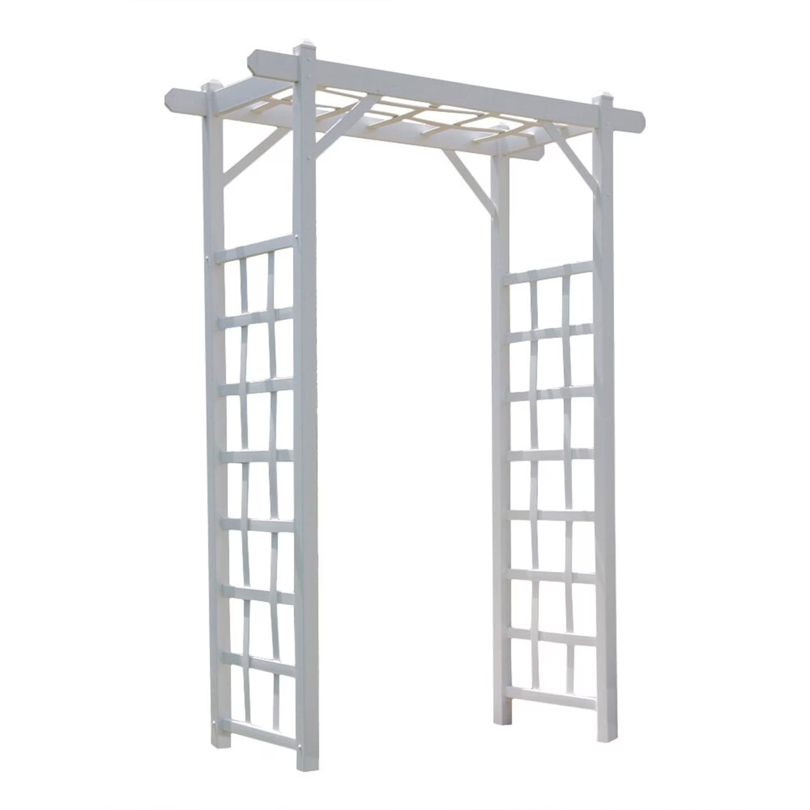 DYUKFG Elmwood Arbor 57"x84" White PVC Outdoor Garden Arch with Lattice Trellis Weather-Resistant, Easy Assembly, Ideal for Climbing Plants, Weddings & Backyard Decor